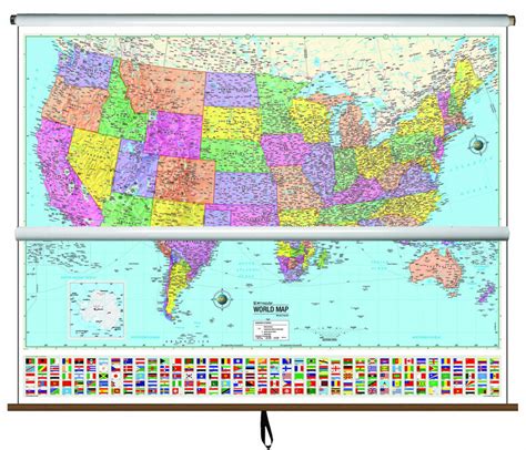 Usworld Advanced Political Classroom Combo Wall Map On Roller Maps