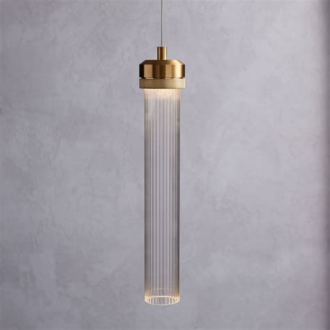 Fluted Cylinder Led Pendant Modern Hanging Lamp Flute Glass Glass Cylinder Pendant Light