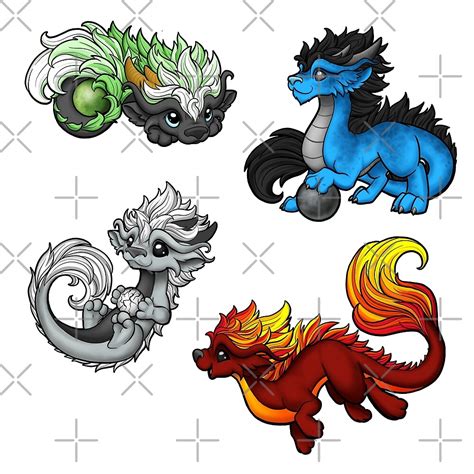 Oriental Dragon Sticker Pack 1 By Rebecca Golins Redbubble