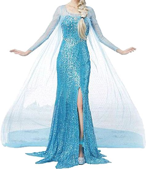 Amazon Com Women Halloween Cosplay Frozen Elsa Princess Costume Girls Fancy Party Dress Up