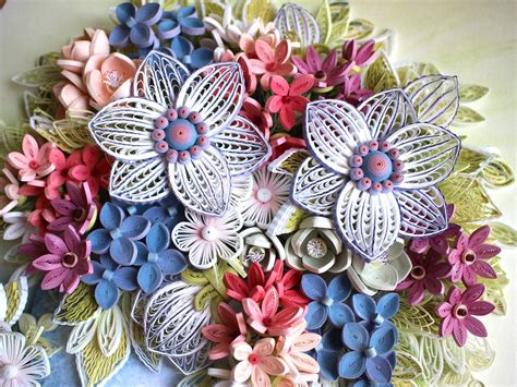 3d Paper Quilling Bouquet With Gentle Spring Flowers Etsy