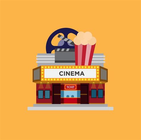 Cinema Building Movie Theater Concept Illustration Vector Icon