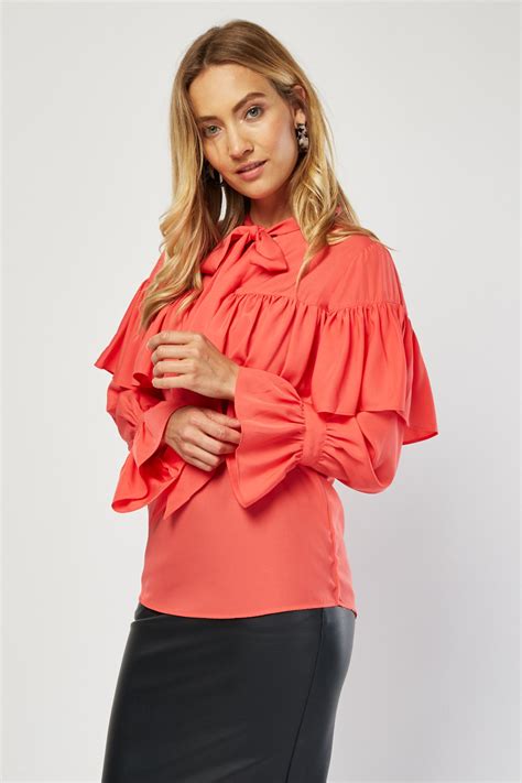 Pussy Bow Ruffle Panel Blouse Just 2
