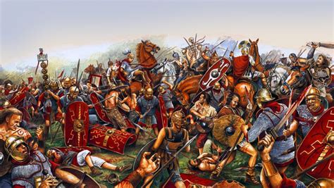 Brutal Melee Battle Between Caesars Roman Legionaries And Gallic