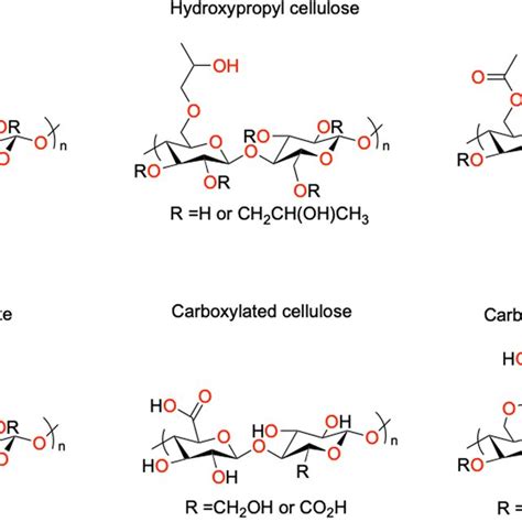 Chemical Structures Of Selected Cellulose Derivatives Download