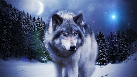 Wolf In The Winter By Sky X Wolf On Deviantart Animal Canvas Moon