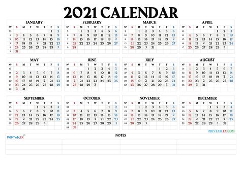 12 Month 2021 Printable Calendar Year Planner Month Calendar Printable