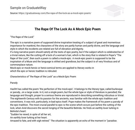 ⇉the Rape Of The Lock As A Mock Epic Poem Essay Example Graduateway