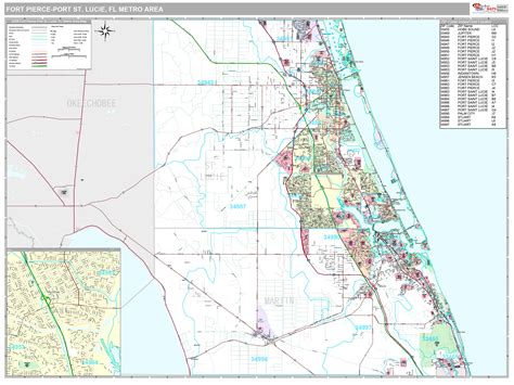 Fort Pierce Port St Lucie Fl Metro Area Wall Map Premium Style By