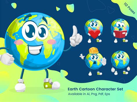 Earth Cartoon Character Set Earth Day Illustrations By Graphicmama On