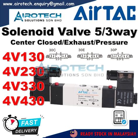 Airtac Solenoid Valve 53 Way Double Coil Solenoid Series 4v130 4v230