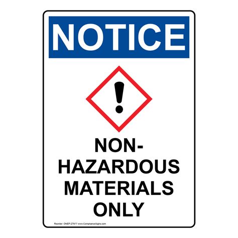 Non Hazardous Materials Only Sign One 27877 Hazmat Hazardous Material