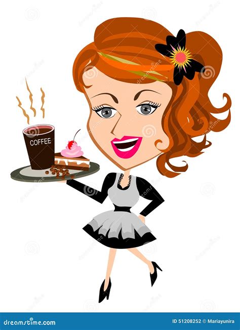 Waitress Serving Coffee Stock Illustration Illustration Of Coffee