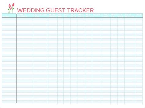 wedding guest list templates   word excel
