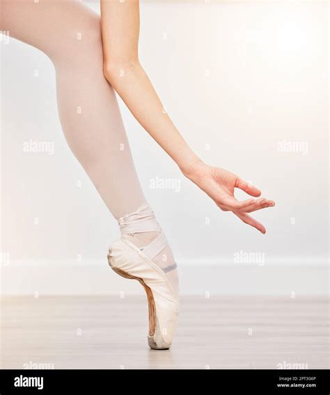 ballet woman dancer hand leg and foot in ballerina shoes pointe technique to balance body