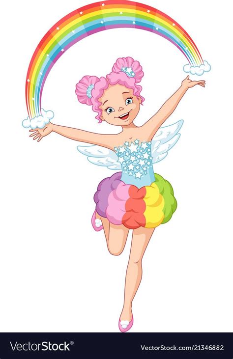 Rainbow Fairy Vector Image On Vectorstock Rainbow Fairies Cute