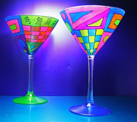 Colorful Martini Glasses Hand Painted Fused Glass T Martini Etsy