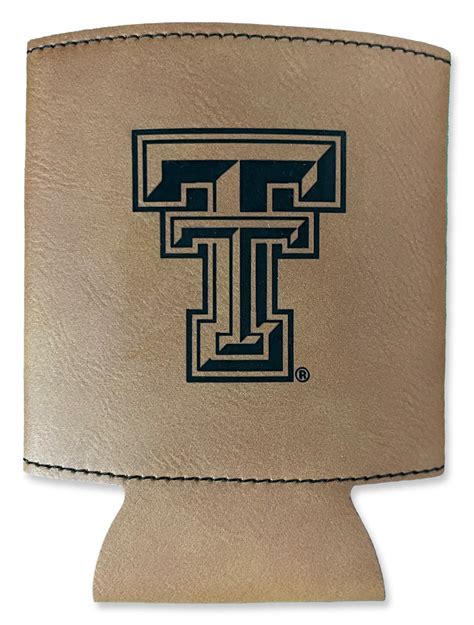 Texas Tech Engrave Double T Faux Leather Can Cooler Red Raider