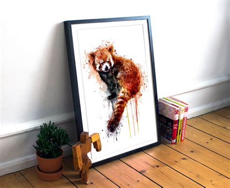 Cute Red Panda Watercolor Painting Red Panda Printable Wall Etsy Uk