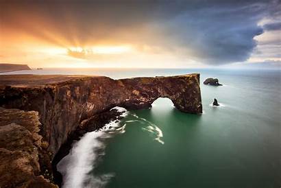 Dyrholaey Location Exposure Landscape Iceland Coast Arch