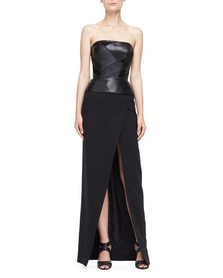 J Mendel Gown With Strapless Leather Bodice