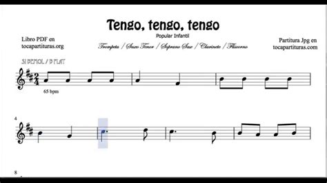 Tengo Tengo Tengo Sheet Music For Trumpet Clarinet Flugelhorn Tenor And