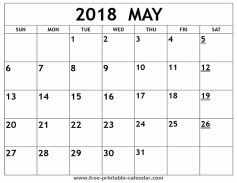 May 2018 Calendar Free Download Printable Templates Lab