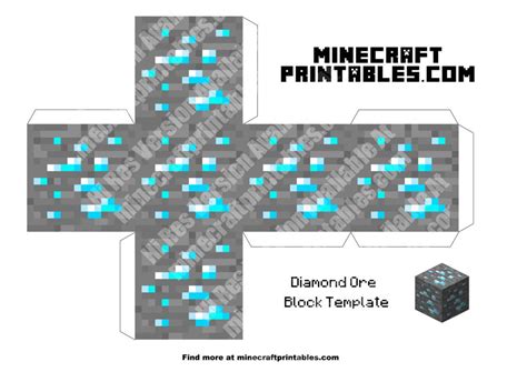 Diamond Ore Printable Minecraft Diamond Ore Papercraft Template