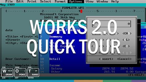 Microsoft Works 20 For Dos Quick Tour Youtube