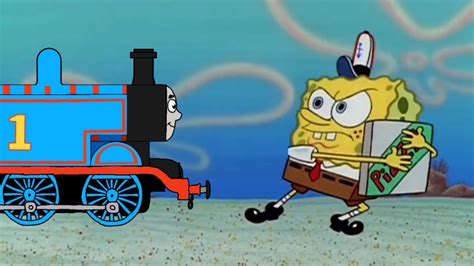 Thomas The Tank Engine Trying To Get A Pizza From Spongebob Youtube