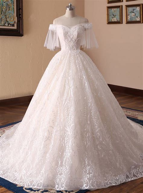 Lace Wedding Dresses With Short Sleevesprincess Ball Gown