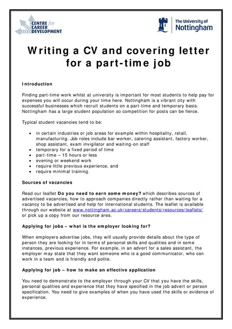 Engineering Student Part Time Job Cover Letter Templates At