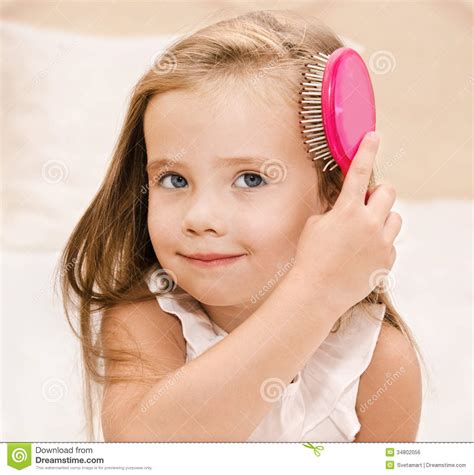 .hair brushes for women, mens hair brush, kids hair brush, use with hair products, wet or dry detangling brush, hair detangler bristle brush, bamboo hair brush (1 pack). Portrait Of Smiling Little Girl Brushing Her Hair Royalty ...