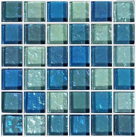 Iridescent Clear Glass Pool Tile Aqua Blend 1 X 1 Mineral Tiles