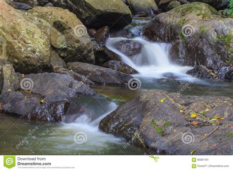 Waterfall And Rocks Covered With Moss Stock Image Image Of Park