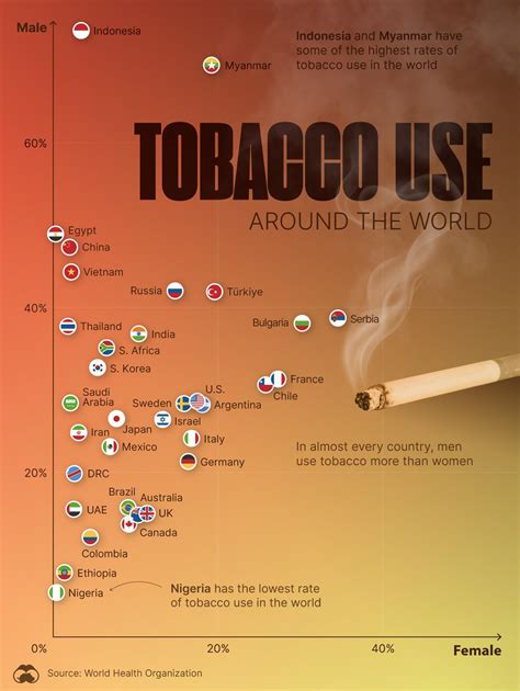 Global Tobacco Use By Country And Sex R Infographics