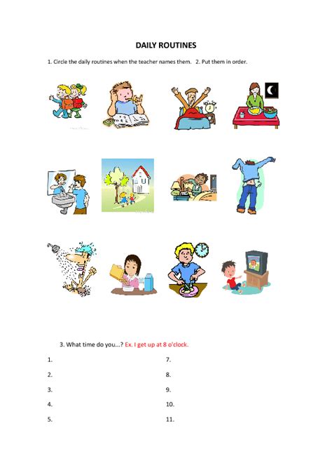 Daily Routine Daily Routines Worksheet Pdf Kids English Daily Daily