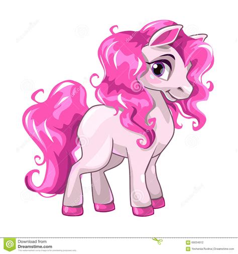Cute Cartoon Little White Baby Horse Stock Vector Illustration Of Glamour Hair 69034912