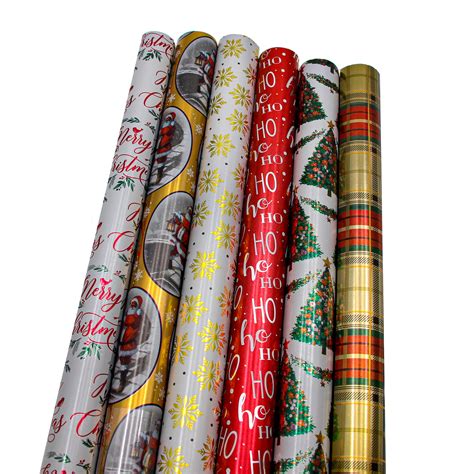 Bundle Of 6 Rolls Of 30 Premium Foil Traditional Merry Christmas