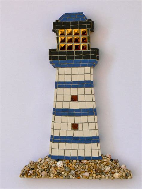 Yellow Light Lighthouse Mosaic Wall Art By Rana Cullimore