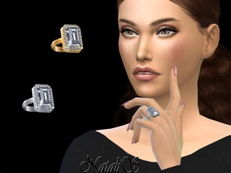 The Sims Resource Pave Emerald Cut Ring By Natalis Sims