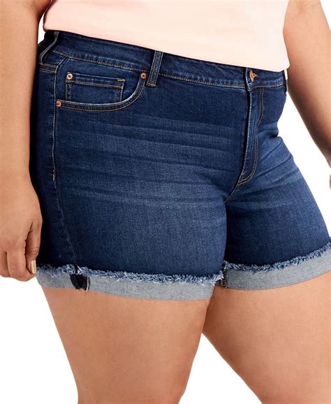 Celebrity Pink Trendy Plus Size Cuffed Denim Shorts And Reviews Shorts Plus Sizes Macys