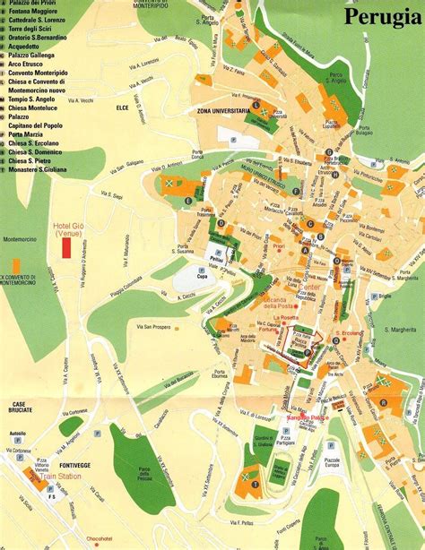 Perugia Tourist Map Perugia Italy Mappery