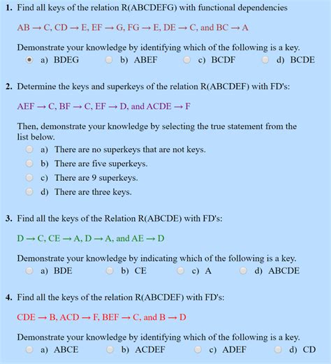 Solved 1 Find All Keys Of The Relation R ABCDEFG With Chegg