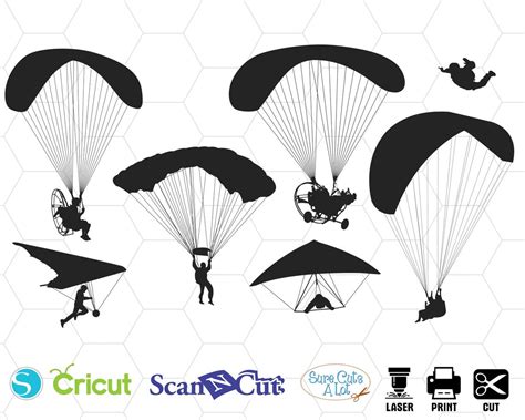 Skydivers Silhouettes Svg Skydiving Svg Parachute Svg Sky Etsy