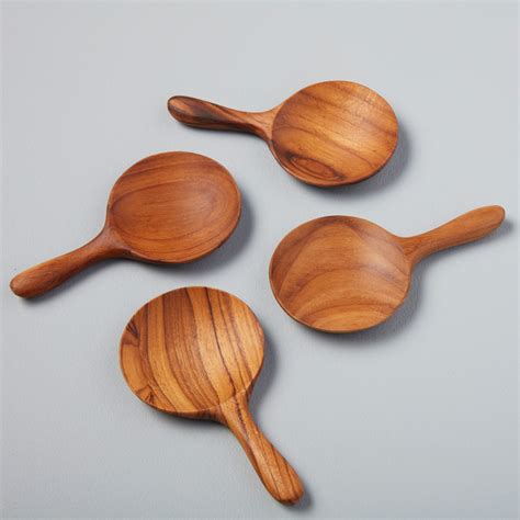 Teak Round Spoons Small Set Of 4 Be Home