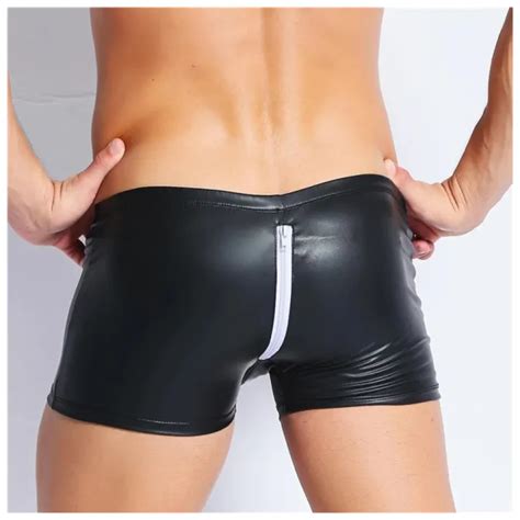 Sexy Open Crotch Soft Leather Boxer For Sex Mens Bodycon Sexy Bottom