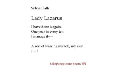 Lady Lazarus By Sylvia Plath Hello Poetry