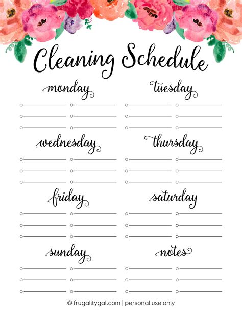 blank cleaning schedule template 5 professional templates printable fill in the blank cleaning