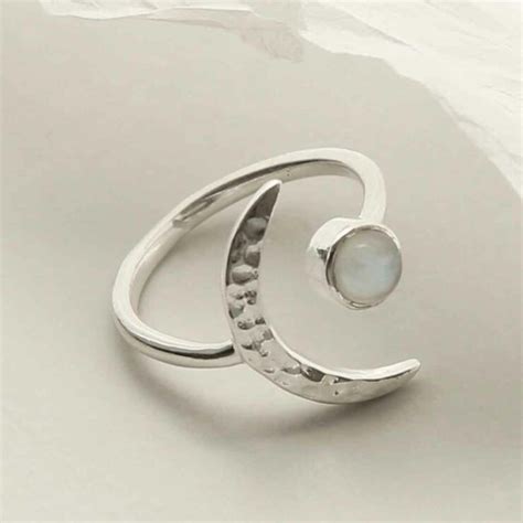 Sterling Silver Moonstone Moon Adjustable Ring Martha Jackson